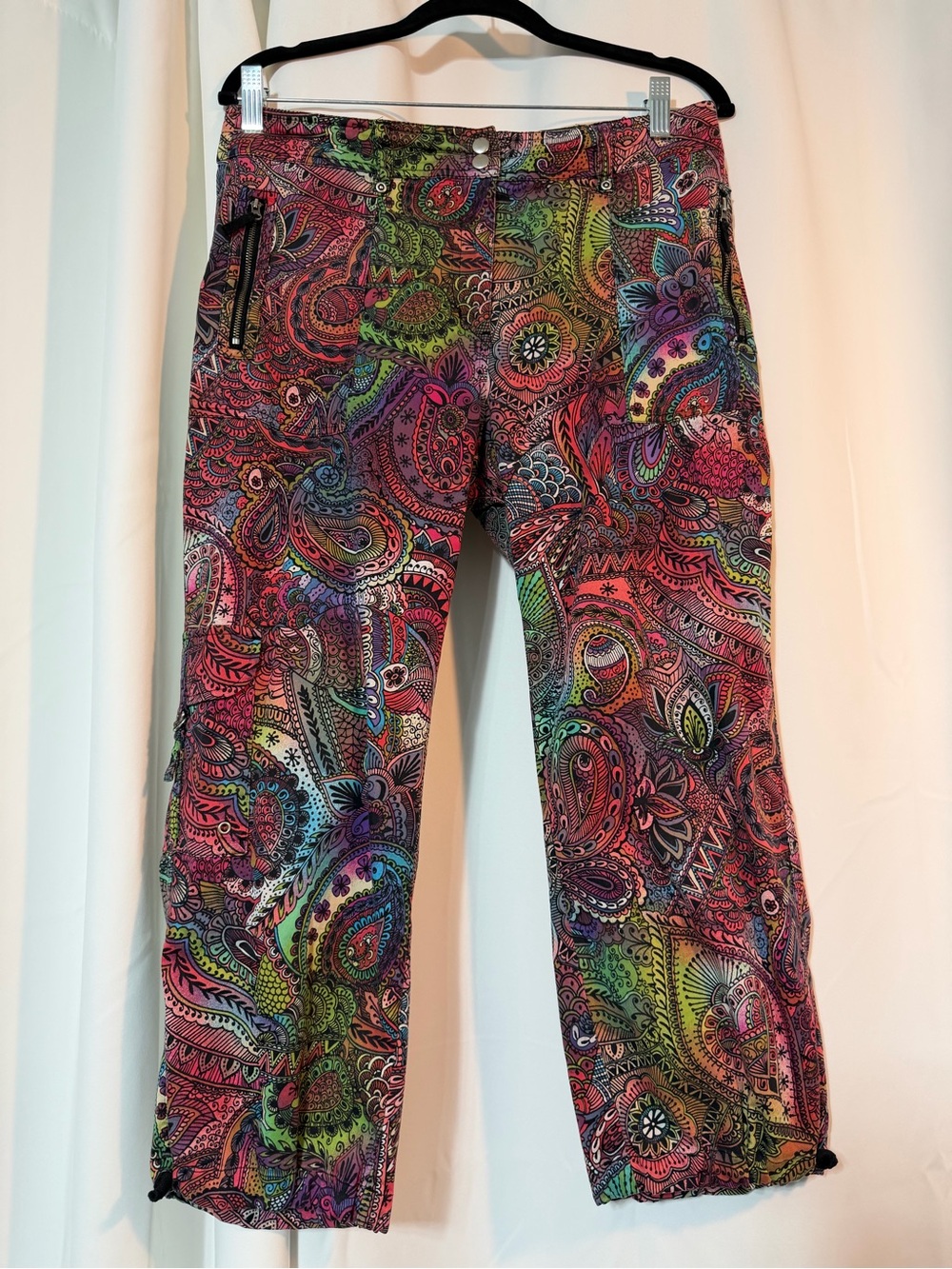 Chico's Psychedelic Multicolor Paisley Utility Artsy Festival Pant SZ 1/US 8 B10